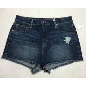 Good American Good Curve Cut Off Denim Shorts Distressed Tag 12/31 FIT 14/32.5